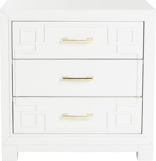 Safavieh Raina Three Drawer Greek Key Night Stand White Furniture main image