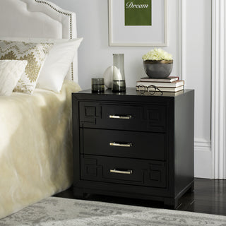 Safavieh Raina Three Drawer Greek Key Night Stand Black  Feature