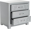 Safavieh Raina Three Drawer Greek Key Night Stand Grey Furniture 