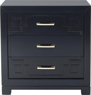 Safavieh Raina Three Drawer Greek Key Night Stand Navy Furniture main image