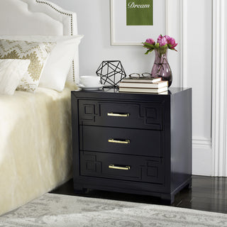 Safavieh Raina Three Drawer Greek Key Night Stand Navy  Feature