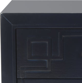 Safavieh Raina Three Drawer Greek Key Night Stand Navy Furniture 