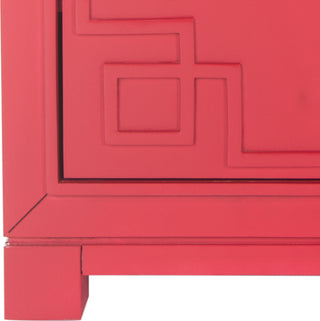 Safavieh Raina Three Drawer Greek Key Night Stand Red Furniture 