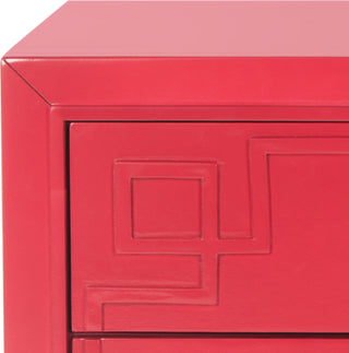 Safavieh Raina Three Drawer Greek Key Night Stand Red Furniture 