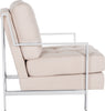 Safavieh Walden Modern Tufted Linen Chrome Accent Chair Beige Furniture 