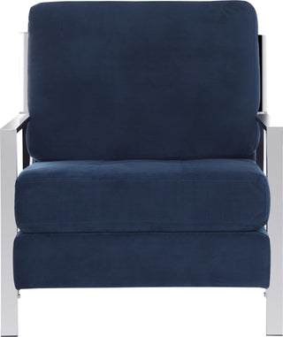 Safavieh Walden Modern Tufted Velvet Chrome Accent Chair Navy Furniture Main