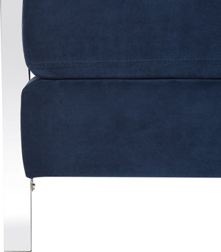 Safavieh Walden Modern Tufted Velvet Chrome Accent Chair Navy Furniture 