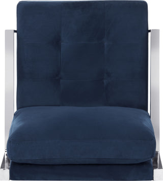 Safavieh Walden Modern Tufted Velvet Chrome Accent Chair Navy Furniture 