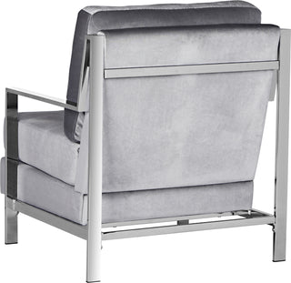 Safavieh Walden Modern Tufted Velvet Chrome Accent Chair Light Grey Furniture 