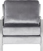 Safavieh Walden Modern Tufted Velvet Chrome Accent Chair Light Grey Furniture main image