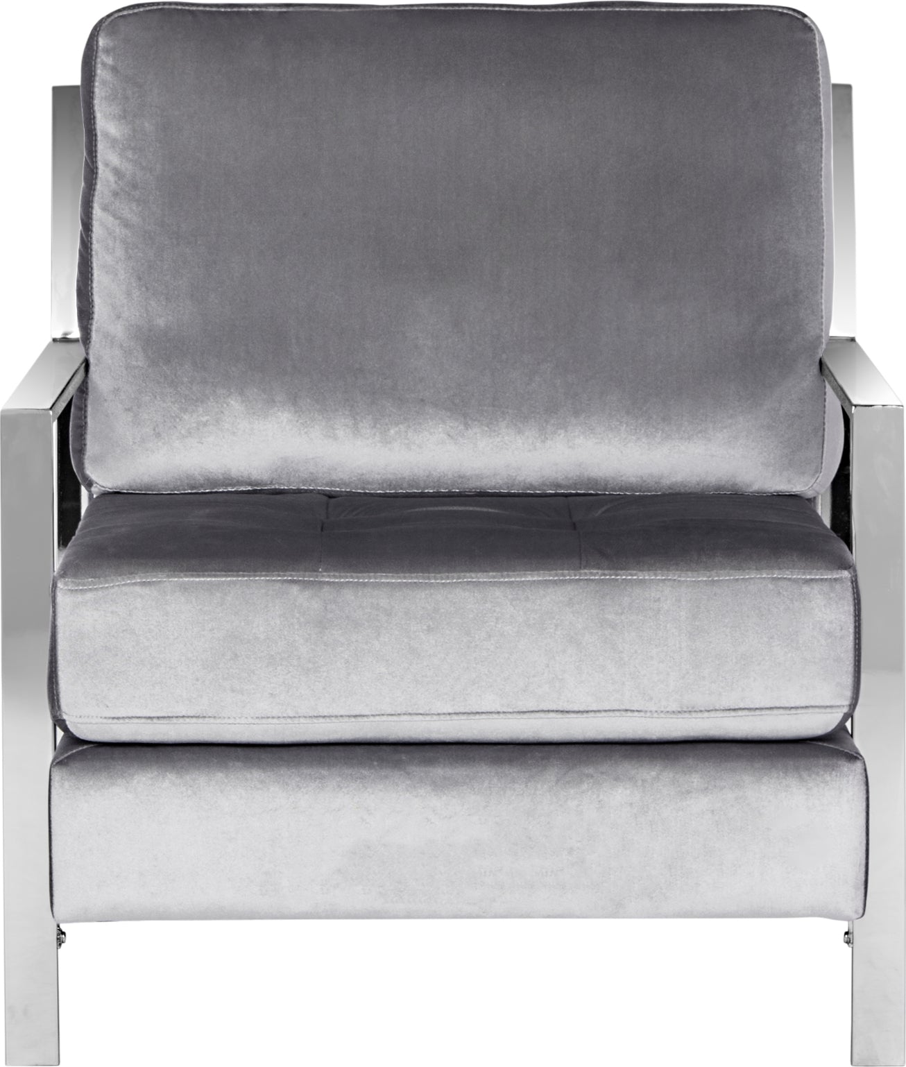 Safavieh Walden Modern Tufted Velvet Chrome Accent Chair Light Grey Furniture main image