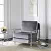 Safavieh Walden Modern Tufted Velvet Chrome Accent Chair Light Grey  Feature