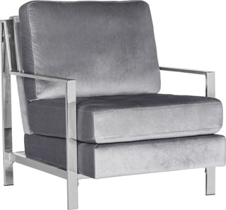 Safavieh Walden Modern Tufted Velvet Chrome Accent Chair Light Grey Furniture 