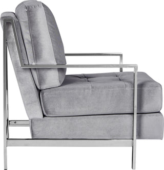 Safavieh Walden Modern Tufted Velvet Chrome Accent Chair Light Grey Furniture 