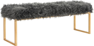 Safavieh Etta Faux Curly Sheepskin Bench Grey Furniture 