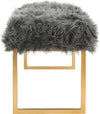 Safavieh Etta Faux Curly Sheepskin Bench Grey Furniture 