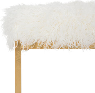 Safavieh Etta Faux Curly Sheepskin Bench White Furniture 