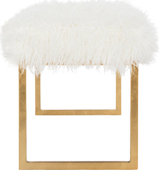 Safavieh Etta Faux Curly Sheepskin Bench White Furniture 