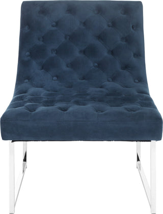 Safavieh Hadley Velvet Tufted Accent Chair Navy Furniture main image