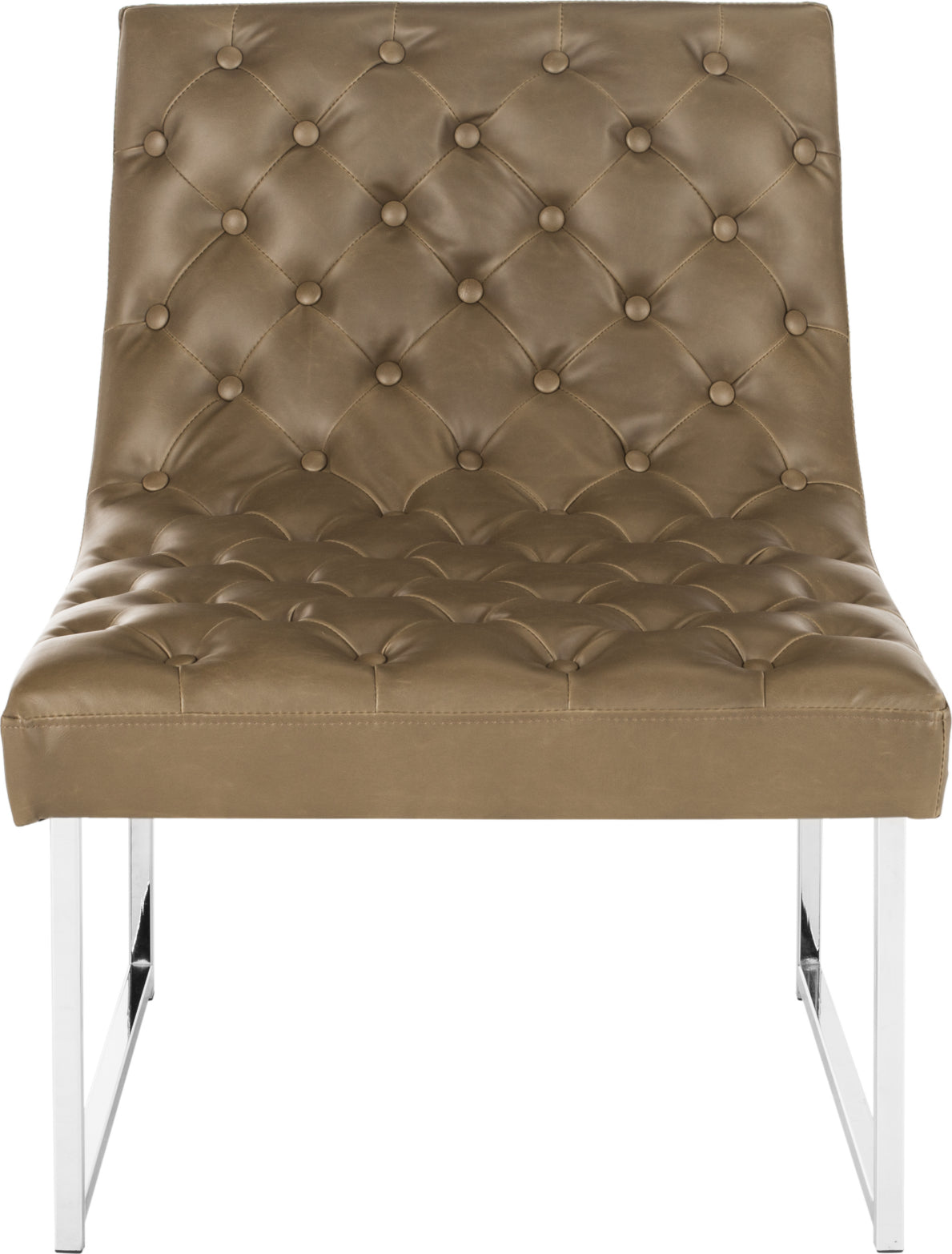 Safavieh Hadley Leather Tufted Accent Chair Antique Taupe Furniture main image