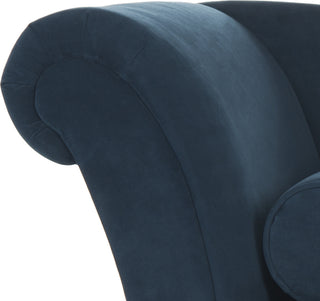 Safavieh Caiden Vevlet Chaise With Pillow Navy and Espresso Furniture 