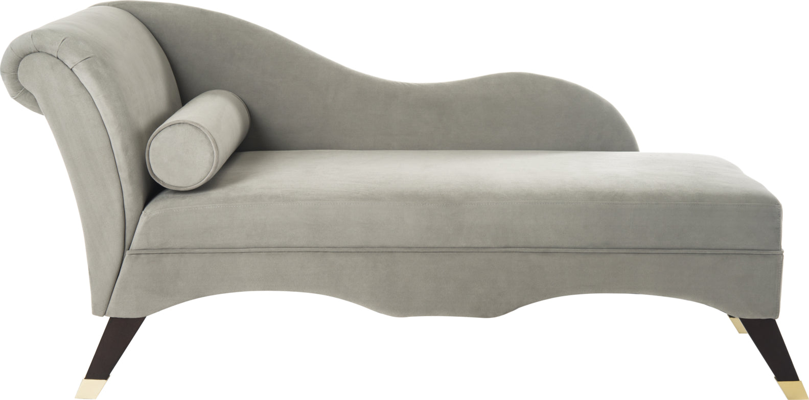 Safavieh Caiden Velvet Chaise With Pillow Grey and Espresso Furniture main image
