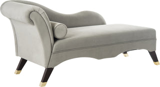 Safavieh Caiden Velvet Chaise With Pillow Grey and Espresso Furniture 