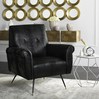 Safavieh Mira Retro Mid Century Faux Leather Accent Chair Black  Feature