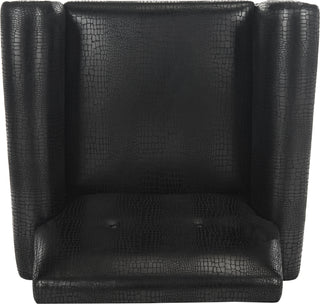 Safavieh Mira Retro Mid Century Faux Leather Accent Chair Black Furniture 