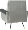 Safavieh Mira Retro Mid Century Velvet Accent Chair Light Grey Furniture 