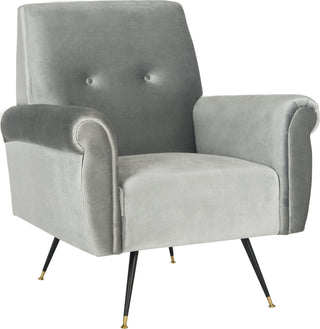 Safavieh Mira Retro Mid Century Velvet Accent Chair Light Grey Furniture 