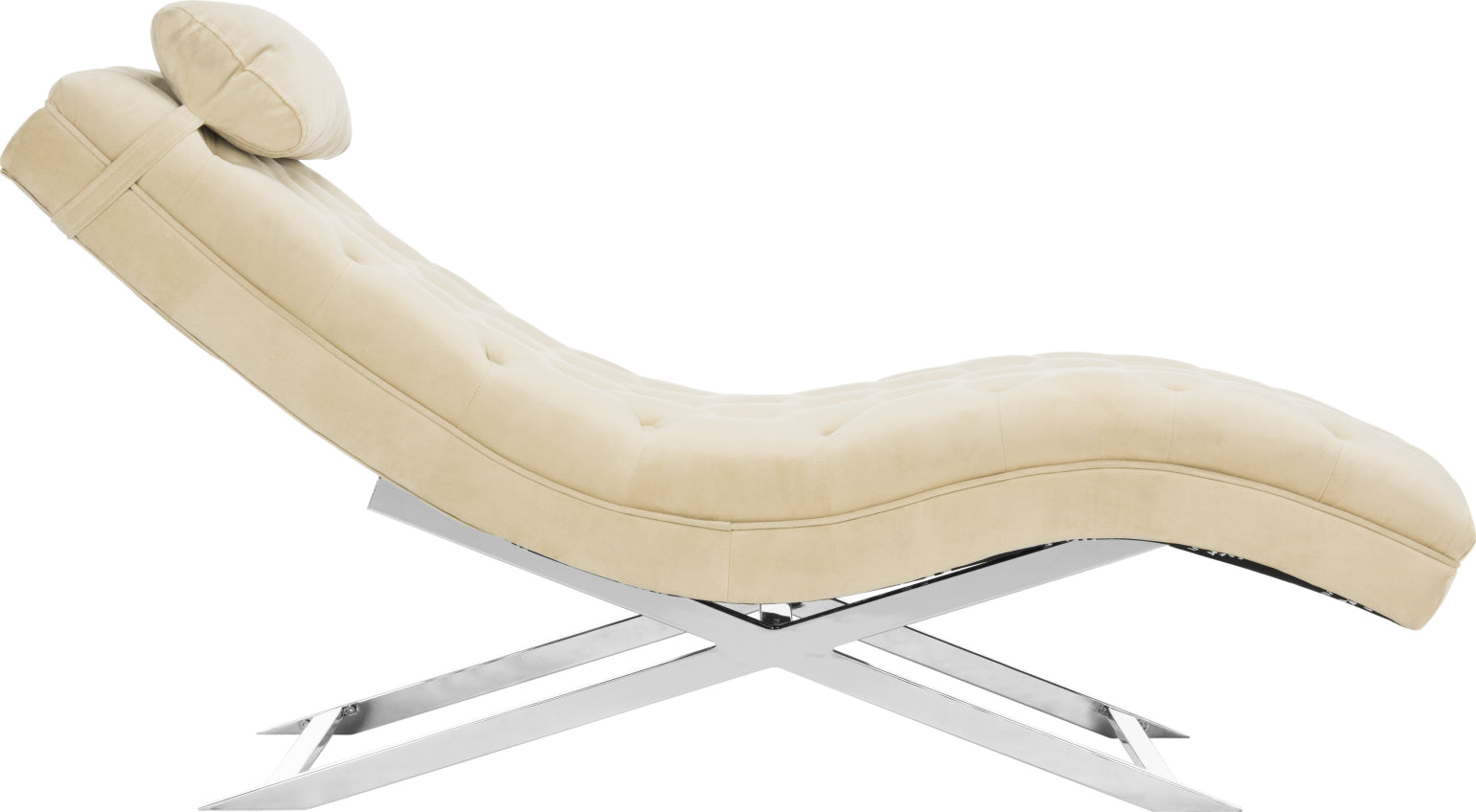 Safavieh Monroe Chaise With Headrest Pillow Beige Furniture main image