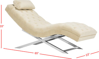 Safavieh Monroe Chaise With Headrest Pillow Beige Furniture 