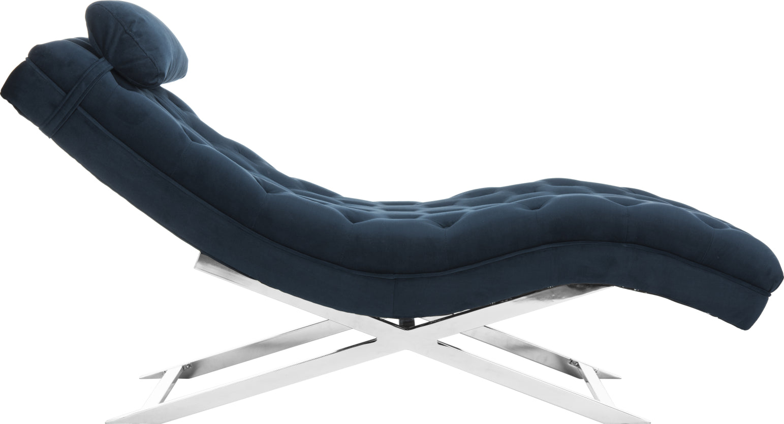 Safavieh Monroe Chaise With Headrest Pillow Navy Furniture main image