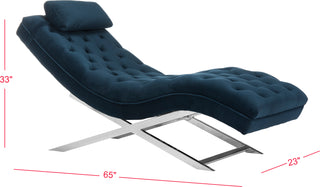 Safavieh Monroe Chaise With Headrest Pillow Navy Furniture 