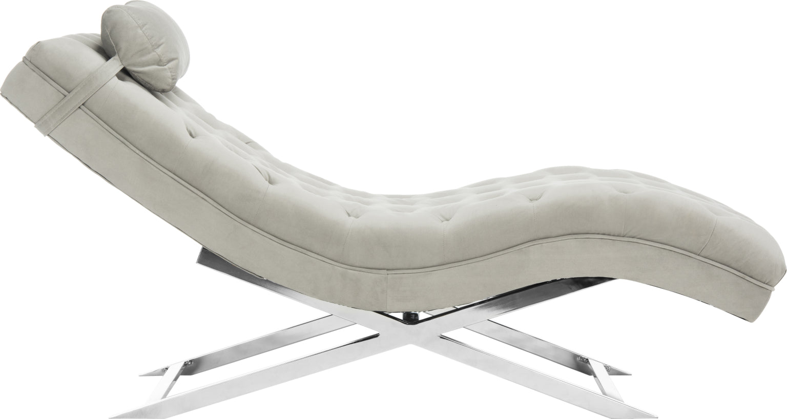 Safavieh Monroe Chaise With Headrest Pillow Grey Furniture main image