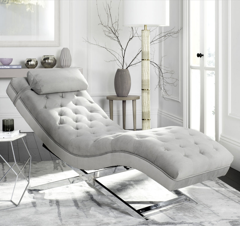 Safavieh Monroe Chaise With Headrest Pillow Grey  Feature