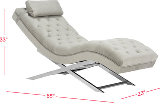 Safavieh Monroe Chaise With Headrest Pillow Grey Furniture 