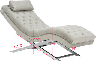 Safavieh Monroe Chaise With Headrest Pillow Grey Furniture 