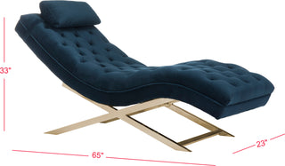 Safavieh Monroe Chaise With Headrest Pillow Navy Furniture 