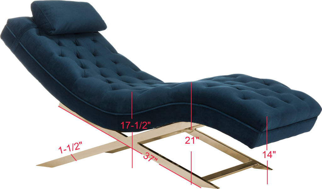 Safavieh Monroe Chaise With Headrest Pillow Navy Incredible Rugs and Decor