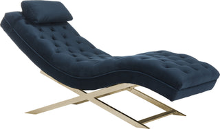 Safavieh Monroe Chaise With Headrest Pillow Navy Furniture 