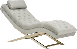 Safavieh Monroe Chaise With Headrest Pillow Grey Furniture 