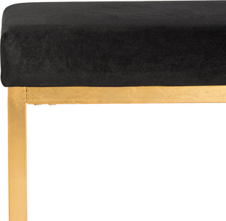 Safavieh Rowan Contemporary Glam Velvet Square Ottoman Black Furniture 