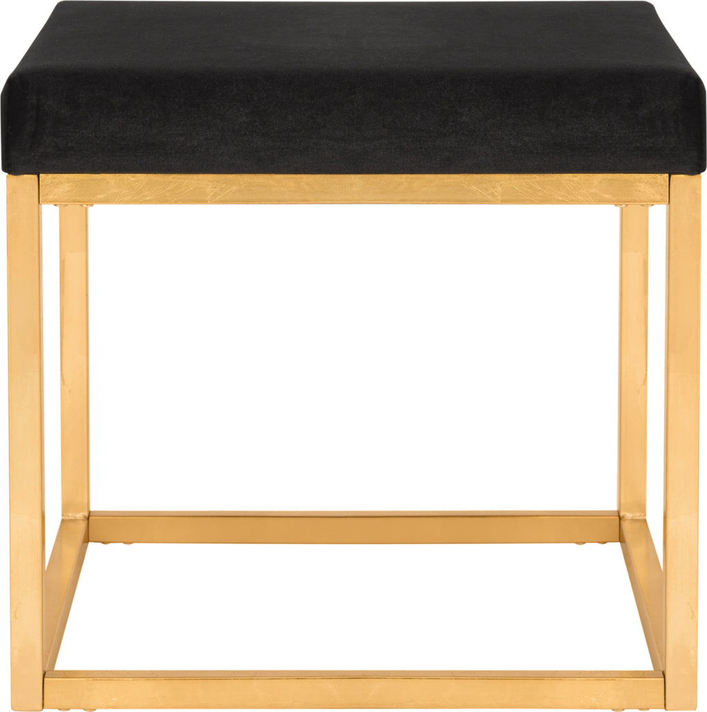 Safavieh Rowan Contemporary Glam Velvet Square Ottoman Black Furniture main image