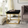 Safavieh Rowan Contemporary Glam Velvet Square Ottoman Black Furniture  Feature