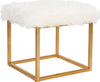 Safavieh Rowan Contemporary Glam Faux Sheepkin Square Ottoman White Furniture 