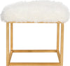 Safavieh Rowan Contemporary Glam Faux Sheepkin Square Ottoman White Furniture main image