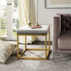 Safavieh Rowan Contemporary Glam Velvet Square Ottoman Grey Furniture  Feature