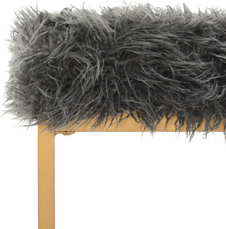 Safavieh Mera Faux Sheepskin Bench Grey Furniture 